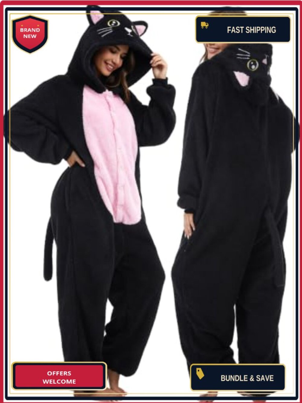 Plush Fleece Animal Onesie Unisex Adult One-Piece Pajama Costume